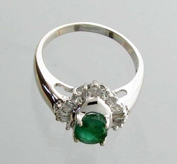 APP: 2k 0CT Emerald & Diamond Sterl Silver Ring: 0.87CT Emerald and Diamond Platinum Over Sterling Silver Ring - Appraisal Value: $2.2K