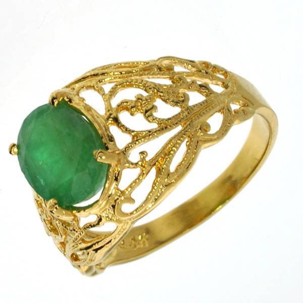 APP: 5k 1CT Emerald & 14kt. Yellow Gold Silver Ring: 1.87CT Oval Cut Emerald and 14kt. Yellow Gold Over Sterling Silver Ring - Appraisal Value: $5.0K