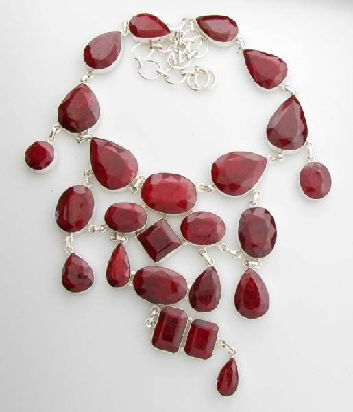 APP: 37k 533CT Mixed Cut Ruby & Sterl Silver Necklace: 533.46CT Mixed Cut Ruby and Sterling Silver Necklace - Appraisal Value: $37.0K