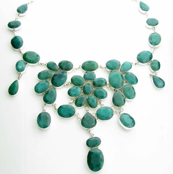 APP: 34k 515CT Mixed Cut Grn Beryl & Silver Necklace: 515.34CT Mixed Cut Green Beryl and Sterling Silver Necklace - Appraisal Value: $34.3K