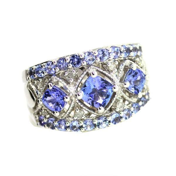 APP: 3k 0CT Tanzanite & Diamond Sterl Silver Ring: 0.99CT Tanzanite and Diamond Platinum Over Sterling Silver Ring - Appraisal Value: $3.0K