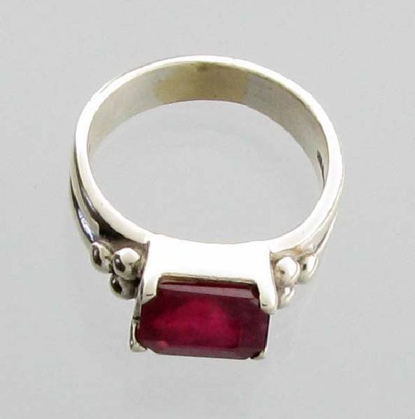 APP: 3k Sebastian 3CT Emerald Cut Ruby & Silver Ring: Designer Sebastian 3.29CT Emerald Cut Ruby and Sterling Silver Ring - Appraisal Value: $3.5K </