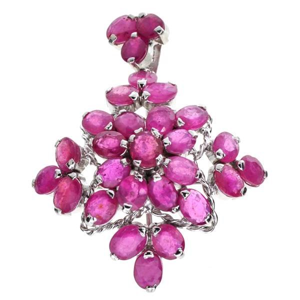 APP: 11k 13CT Oval Cut Ruby & Sterl Silver Pendant: 13.24CT Oval Cut Ruby and Platinum Over Sterling Silver Pendant - Appraisal Value: $10.9K