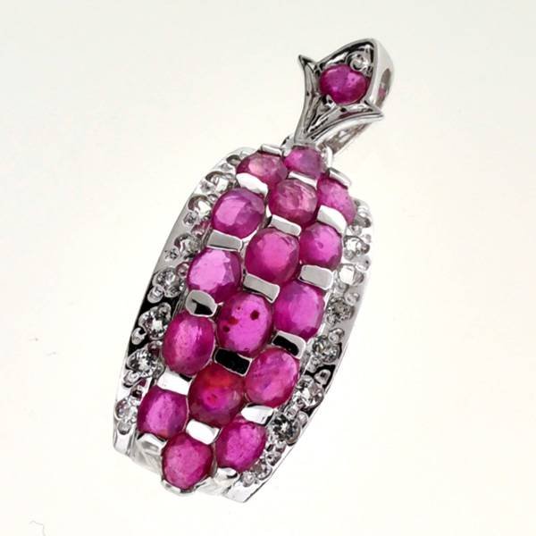 APP: 3k 2CT Ruby & Topaz Sterl Silver Pendant: 2.19CT Ruby and Topaz Platinum Over Sterling Silver Pendant - Appraisal Value: $3.8K