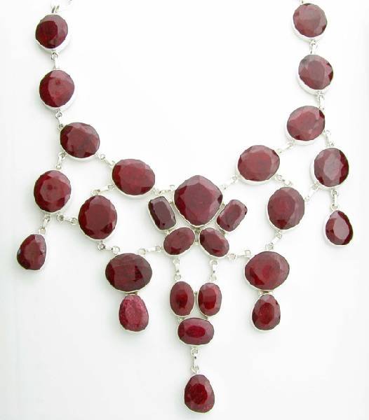 APP: 31k 444CT Mixed Cut Ruby & Sterl Silver Necklace: 444.90CT Mixed Cut Ruby and Sterling Silver Necklace - Appraisal Value: $31.0K