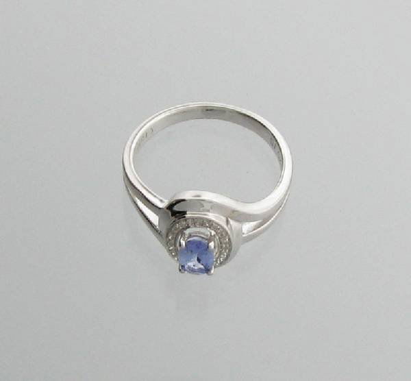 APP: 1k 0CT Tanzanite & Diamond Plat Sterl Silver Ring: 0.50CT Tanzanite and Diamond Platinum Overlay Sterling Silver Ring - Appraisal Value: $0.9K