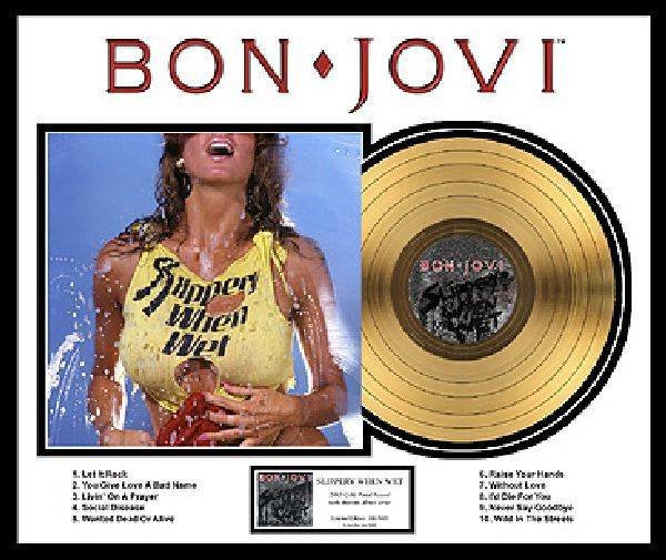 BON JOVI "Slippery When Wet" Gold LP: BON JOVI "Slippery When Wet"