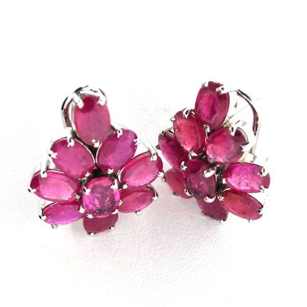 APP: 9k 19CT Oval Cut Ruby Sterl Silver Earrings: 19.75CT Oval Cut Ruby Platinum Over Sterling Silver Earrings - Appraisal Value: $9.9K