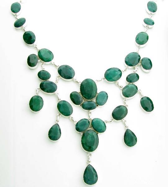 APP: 19k 285CT Mixed Cut Grn Beryl & Silver Necklace: 285.16CT Mixed Cut Green Beryl and Sterling Silver Necklace - Appraisal Value: $19.5K