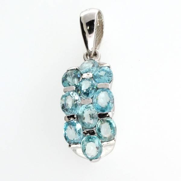 APP: 1k 6CT Oval Cut Zircon & Sterl Silver Pendant: 6.37CT Oval Cut Blue Zircon and Platinum Over Sterling Silver Pendant - Appraisal Value: $1.8K