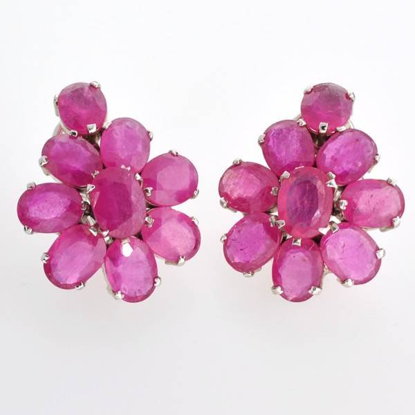 APP: 16k 23CT Oval Cut Ruby & Sterl Silver Earrings: 23.36CT Oval Cut Ruby and Platinum Over Sterling Silver Earrings - Appraisal Value: $16.7K