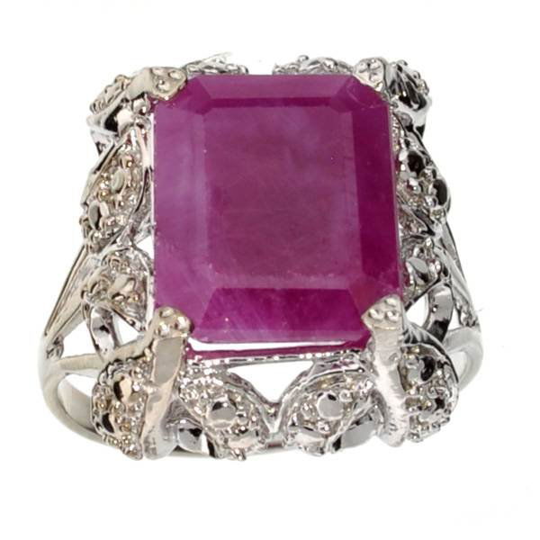 APP: 5k 6CT Emerald Cut Ruby & Sterl Silver Ring: 6.09CT Emerald Cut Ruby and Platinum Over Sterling Silver Ring - Appraisal Value: $5.7K