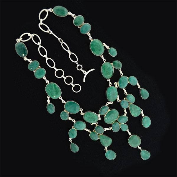 APP: 40k 443CT Mixed Cut Grn Beryl & Silver Necklace: 443.67CT Mixed Cut Green Beryl and Sterling Silver Necklace - Appraisal Value: $40.9K
