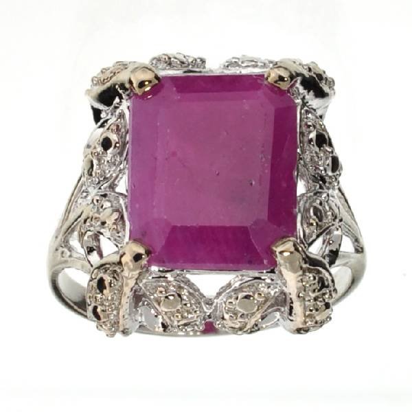 APP: 5k 5CT Emerald Cut Ruby & Sterl Silver Ring: 5.81CT Emerald Cut Ruby and Platinum Over Sterling Silver Ring - Appraisal Value: $5.5K
