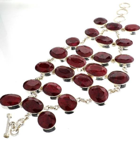 APP: 20k 269CT Mixed Cut Ruby & Sterl Silver Bracelet: 269.72CT Mixed Cut Ruby and Sterling Silver Bracelet - Appraisal Value: $20.5K