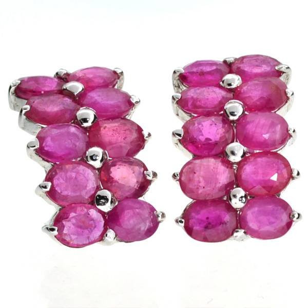 APP: 7k 10CT Oval Cut Ruby & Sterl Silver Earrings: 10.70CT Oval Cut Ruby and Platinum Over Sterling Silver Earrings - Appraisal Value: $7.3K
