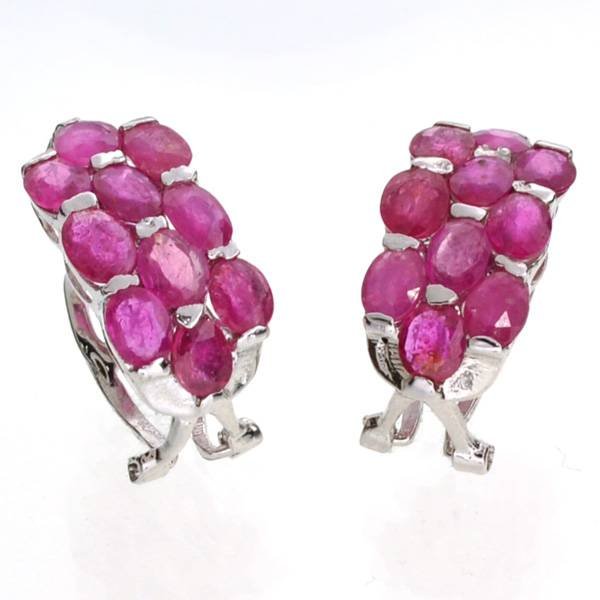 APP: 5k 6CT Oval Cut Ruby & Sterl Silver Earrings: 6.32CT Oval Cut Ruby and Platinum Over Sterling Silver Earrings - Appraisal Value: $5.6K