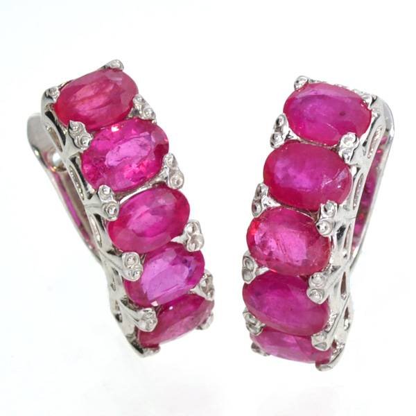 APP: 5k 8CT Oval Cut Ruby & Sterl Silver Earrings: 8.48CT Oval Cut Ruby and Platinum Over Sterling Silver Earrings - Appraisal Value: $5.5K
