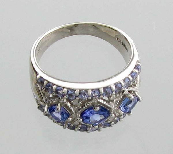 APP: 3k 1CT Tanzanite & Diamond Plat Sterl Silver Ring: 1.14CT Tanzanite and Diamond Platinum Overlay Sterling Silver Ring - Appraisal Value: $3.0K