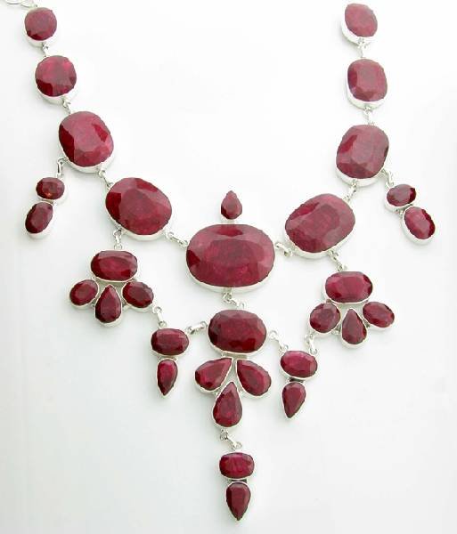 APP: 30k 435CT Mixed Cut Ruby & Sterl Silver Necklace: 435.20CT Mixed Cut Ruby and Sterling Silver Necklace - Appraisal Value: $30.7K