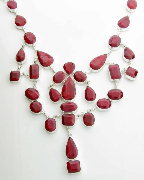 APP: 25k 347CT Mixed Cut Ruby & Sterl Silver Necklace: 347.51CT Mixed Cut Ruby and Sterling Silver Necklace - Appraisal Value: $25.1K
