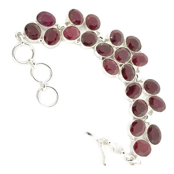 APP: 8k 75 CT Oval Cut Ruby & Sterling Silver Bracelet: 75.37CT Oval Cut Ruby and Sterling Silver Bracelet - Appraisal Value: $8.7K