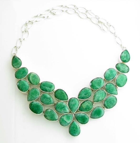 APP: 8k 105CT Grn Beryl Sterl Silver Necklace: 105.83CT Green Beryl Platinum Over Sterling Silver Necklace - Appraisal Value: $8.3K