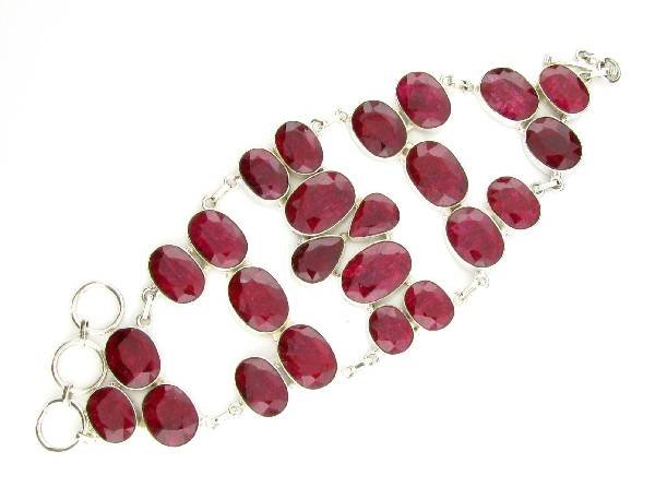 APP: 15k 197CT Mixed Cut Ruby & Sterl Silver Bracelet: 197.98CT Mixed Cut Ruby and Sterling Silver Bracelet - Appraisal Value: $15.8K