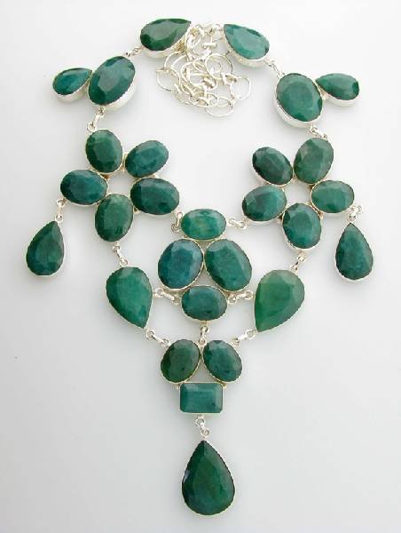 APP: 24k 350CT Mixed Cut Grn Beryl & Silver Necklace: 350.27CT Mixed Cut Green Beryl and Sterling Silver Necklace - Appraisal Value: $24.0K