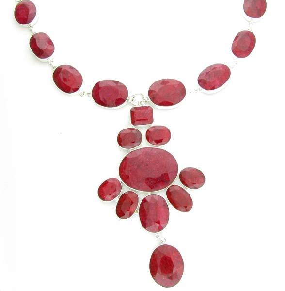 APP: 26k 365CT Mixed Cut Ruby & Sterl Silver Necklace: 365.60CT Mixed Cut Ruby and Sterling Silver Necklace - Appraisal Value: $26.1K