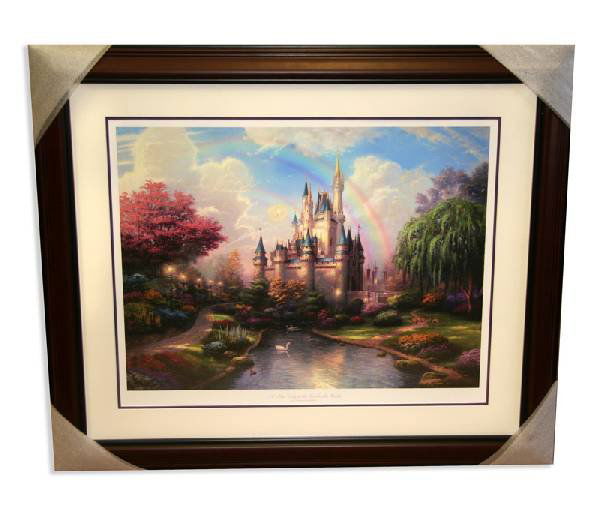 Thomas Kinkade - "A New Day at Cinderella's Castle": Thomas Kinkade - Museum Framed & Matted Lithograph-Signed, Numbered ''A New Day at Cinderella's Castle'' Rare ==