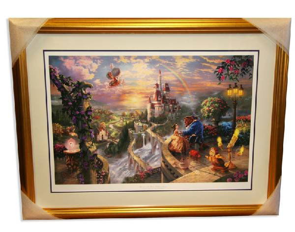 Thomas Kinkade - Signed "Beauty & the Beast" Rare: Thomas Kinkade - Museum Framed & Matted Lithograph-Signed, Numbered ''Beauty & the Beast'' Rare == </