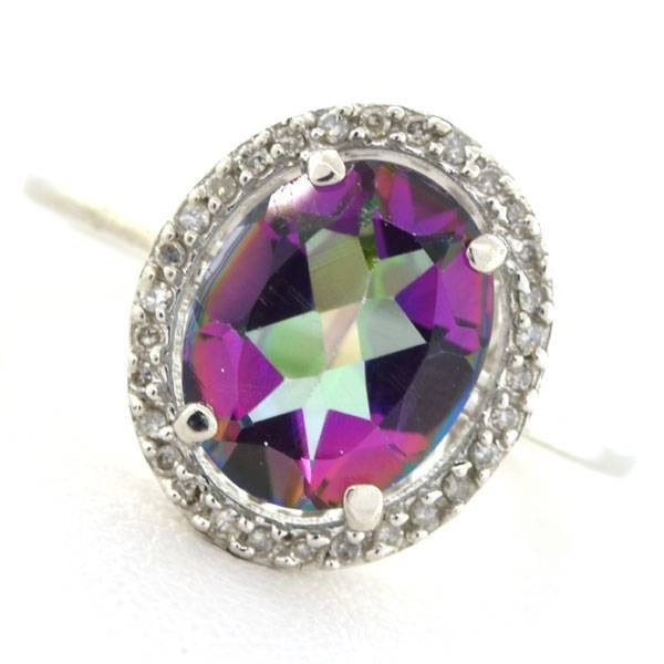 APP: 0k 2CT Mystic Topaz & Diamond Sterl Silver Ring: 2.77CT Mystic Topaz and Diamond Platinum Over Sterling Silver Ring - Appraisal Value: $0.9K