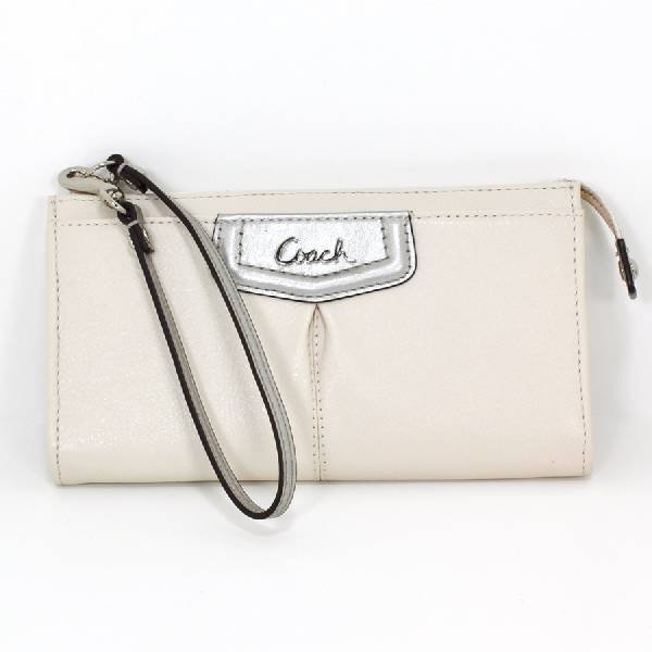 Coach Ivory Silver Ashley Leather Wallet: Coach Ivory Silver Ashley Leather Wallet