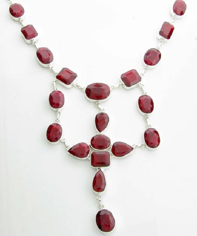 APP: 13k 209CT Mixed Cut Ruby & Sterl Silver Necklace: 209.66CT Mixed Cut Ruby and Sterling Silver Necklace - Appraisal Value: $13.2K