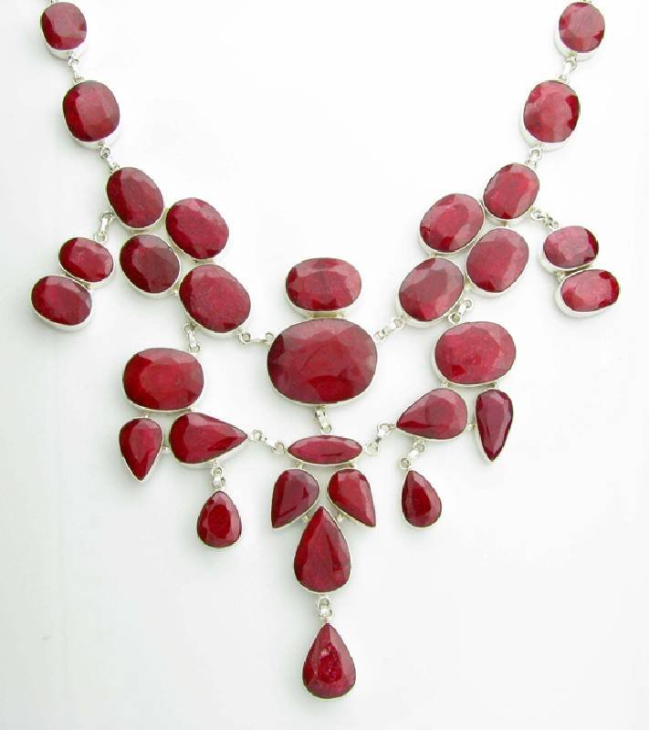APP: 37k 534CT Mixed Cut Ruby & Sterl Silver Necklace: 534.75CT Mixed Cut Ruby and Sterling Silver Necklace - Appraisal Value: $37.0K