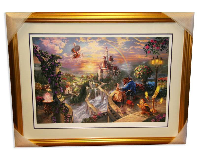 Thomas Kinkade - Signed "Beauty & the Beast" Rare: Thomas Kinkade - Museum Framed & Matted Lithograph-Signed, Numbered ''Beauty & the Beast'' Rare == </