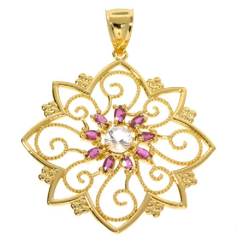 APP: 1k 1CT Ruby & Topaz 18kt Silver Pendant: 1.13CT Ruby and Topaz 18 kt. Yellow Gold over Sterling Silver Pendant - Appraisal Value: $1.4K