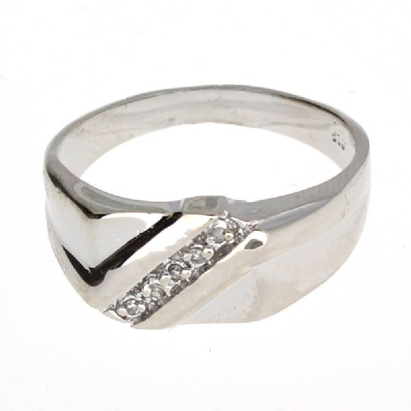 0CT Round Cut Diamond & Silver Rolex Style Ring: 0.08CT Round Cut Diamond and Platinum Over Sterling Silver Rolex Style Ring - Appraisal Value: $0.9K