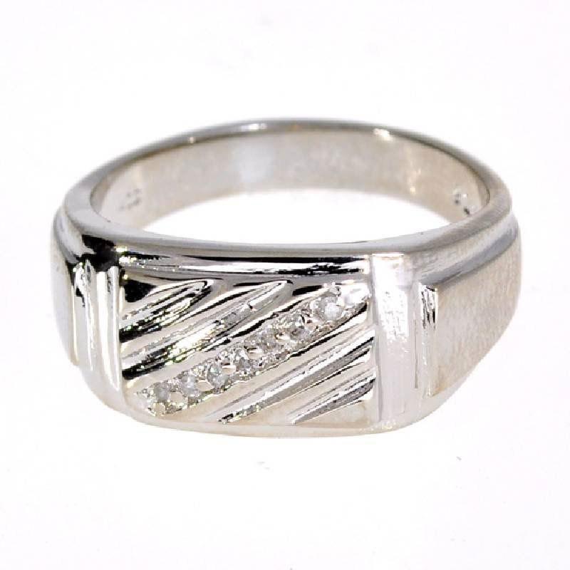 APP: 1k Round Cut Diamond & Silver Rolex Style Ring: 0.06CT Round Cut Diamond and Platinum Over Sterling Silver Rolex Style Ring - Appraisal Value: $1.1K