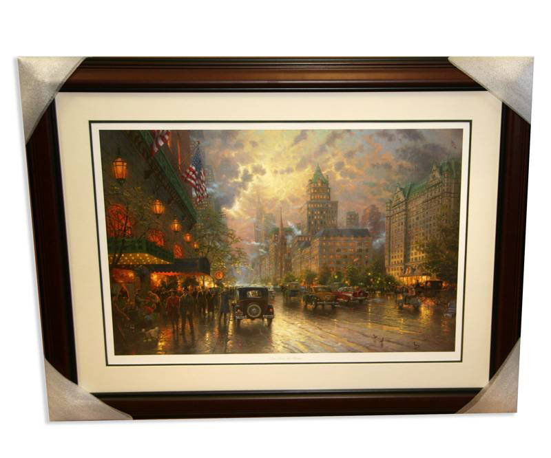 Thomas Kinkade - Signed " New York Fifth Ave" Rare: Thomas Kinkade - Museum Framed & Matted Lithograph-Signed, Numbered -'' New York Fifth Ave'' Rare ==