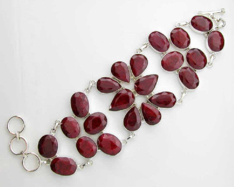 APP: 16k 193CT Mixed Cut Ruby & Sterl Silver Bracelet: 193.36CT Mixed Cut Ruby and Sterling Silver Bracelet - Appraisal Value: $16.0K