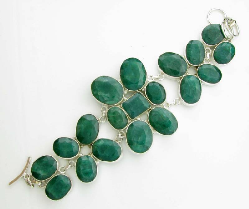APP: 16k 216CT Mixed Cut Grn Beryl & Silver Bracelet: 216.47CT Mixed Cut Green Beryl and Sterling Silver Bracelet - Appraisal Value: $16.6K