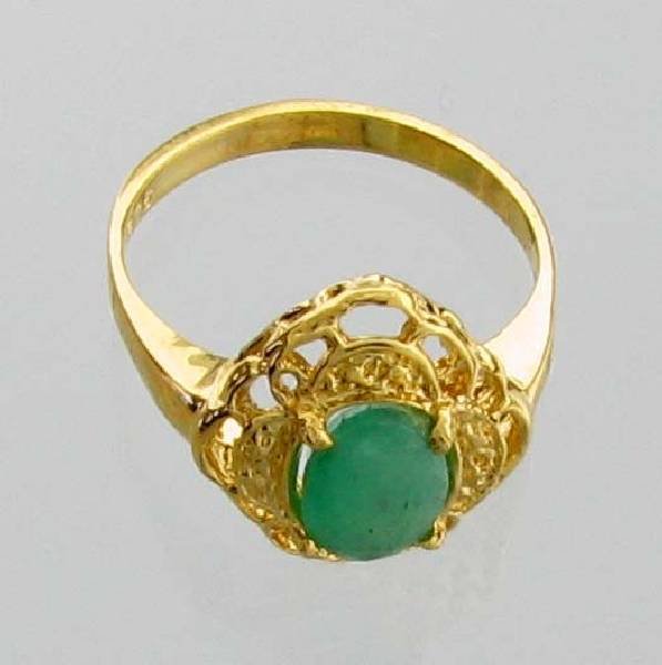 APP: 5k 1CT Emerald & 14kt. Yellow Gold Silver Ring: 1.29CT Oval Cut Emerald and 14kt. Yellow Gold Over Sterling Silver Ring - Appraisal Value: $5.6K