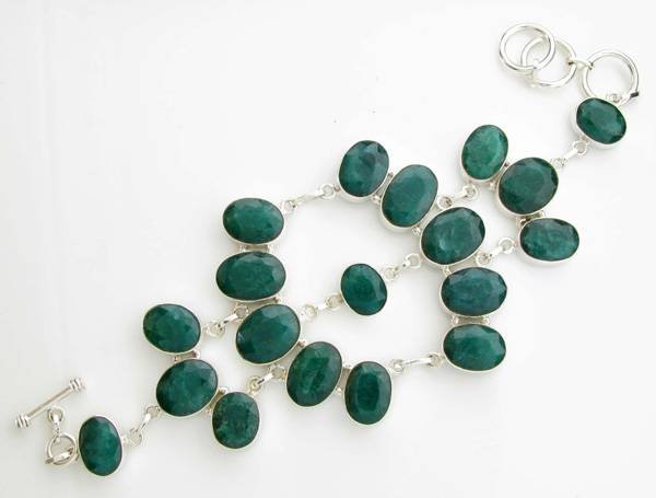 APP: 6k 74CT Mixed Cut Grn Beryl & Silver Bracelet: 74.51CT Mixed Cut Green Beryl and Sterling Silver Bracelet - Appraisal Value: $6.8K