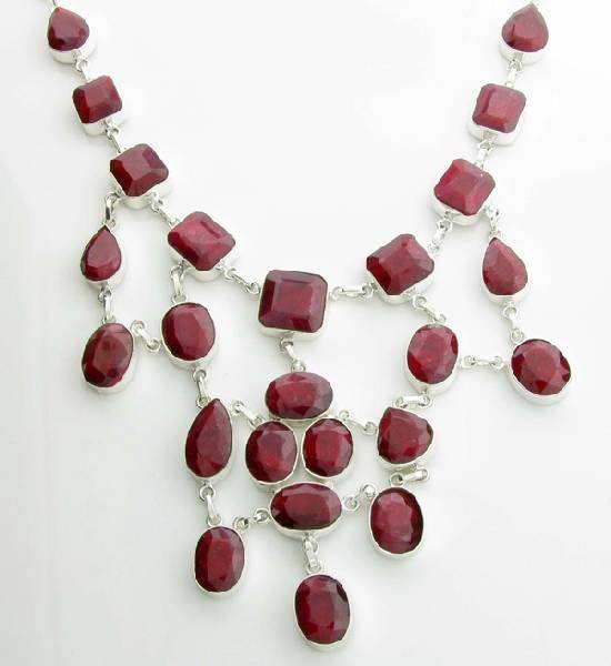 APP: 13k 215CT Mixed Cut Ruby & Sterl Silver Necklace: 215.15CT Mixed Cut Ruby and Sterling Silver Necklace - Appraisal Value: $13.5K