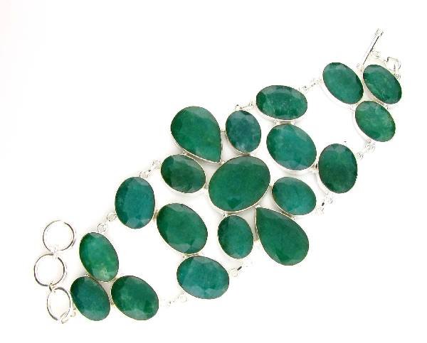 APP: 14k 186CT Mixed Cut Grn Beryl & Silver Bracelet: 186.34CT Mixed Cut Green Beryl and Sterling Silver Bracelet - Appraisal Value: $14.7K