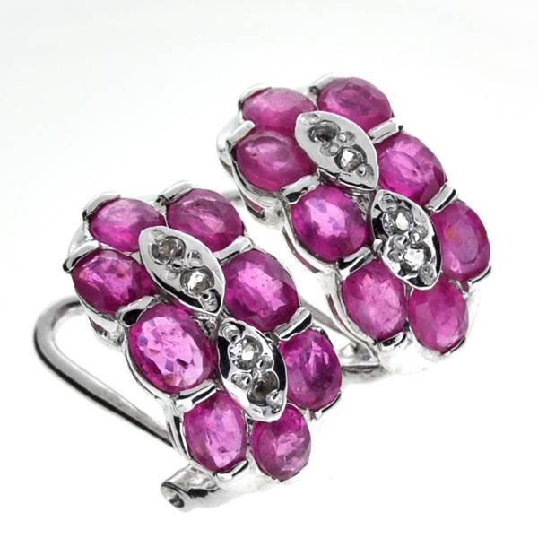 APP: 7k 4CT Ruby & Topaz Sterl Silver Earrings: 4.99CT Ruby and Topaz Platinum Over Sterling Silver Earrings - Appraisal Value: $7.4K