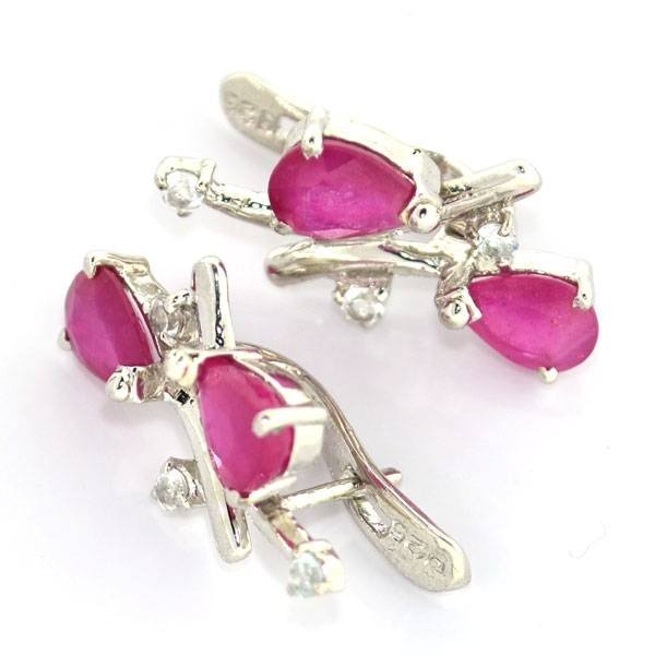 APP: 5k 5CT Ruby & Topaz Sterl Silver Earrings: 5.42CT Ruby and Topaz Platinum Over Sterling Silver Earrings - Appraisal Value: $5.5K