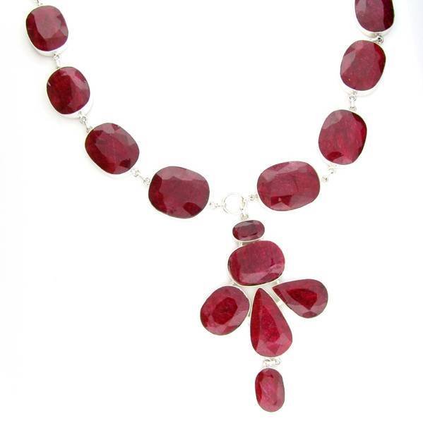 APP: 27k 390CT Mixed Cut Ruby & Sterl Silver Necklace: 390.36CT Mixed Cut Ruby and Sterling Silver Necklace - Appraisal Value: $27.7K